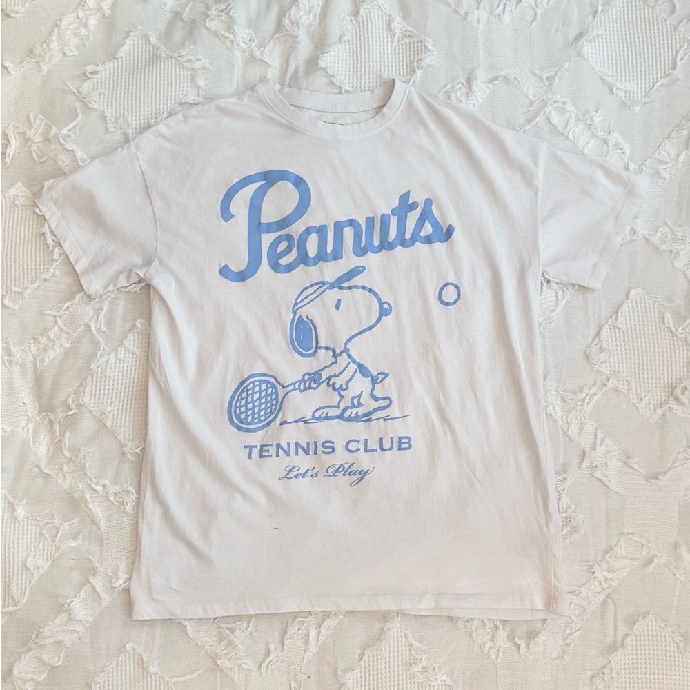 Unisex Peanuts Snoopy Tennis Club Graphic T-Shirt 100% Cotton